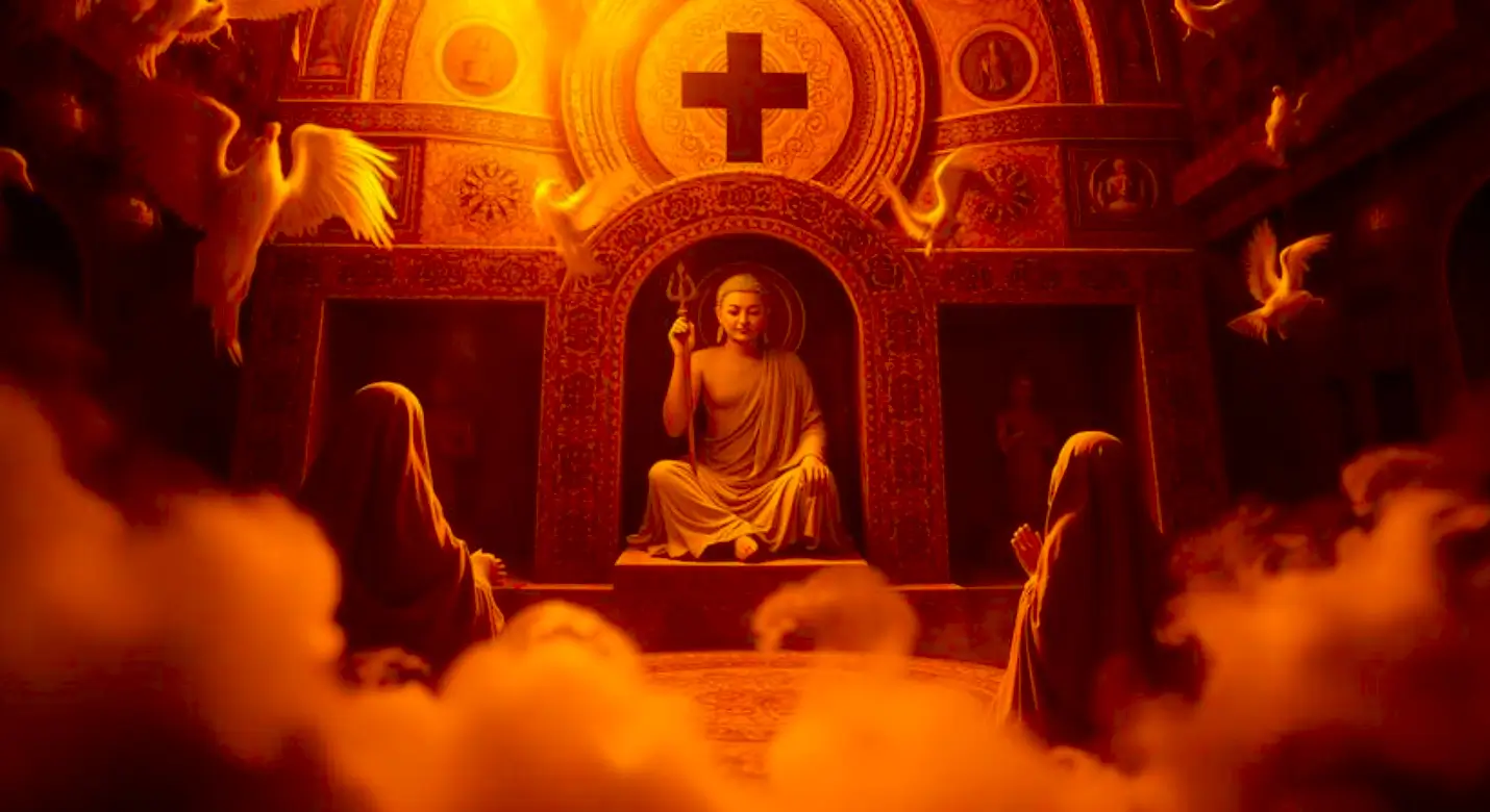 Religious symbols communicating spiritual meaning across cultures
